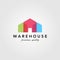 Modern warehouse barn building colorful logo design overlapping style