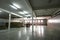 Modern warehouse interior inside, goods and cargo in half empty storage or storehouse