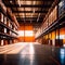 Modern warehouse logistics storage area stacked with boxes and cargo