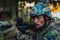 A modern warfare soldier on war duty in dense and dangerous forest areas. Dangerous military rescue operations