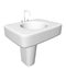 Modern washbasin or sink with faucet and plumbing fixtures hidden