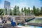 Modern wastewater and sewage treatment plant with aeration tanks