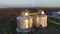 Modern wastewater treatment plant, huge tanks, aerial view