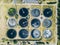 Modern wastewater treatment plant, top view from drone, sedimentation tanks round form