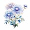 Modern Watercolor Flowers Portrait Illustration In Blue And White