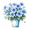 Modern Watercolor Petunia Arrangement Clipart With Ocean Blue Hues