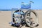 Modern wheelchairs with special wheels with double tire moving o