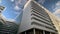 Modern white architecture of City Hall in The Hague, The Netherlands