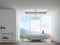 Modern white bathroom with mountain view 3d rendering image