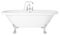 Modern white clawfoot bathtub with a stainless metal faucet isolated on a white background