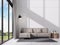 Modern white living room with sunshine in the room 3d render