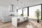 Modern white open plan kitchenette