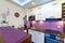 Modern white and purple kitchen