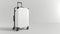 Modern White Suitcase on a Plain Background