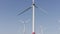 modern wind turbine park in dusk 4k 30fps video