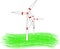 Modern windmill turbines generating renewable green energy