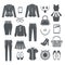 Modern Woman Clothes Black Icons