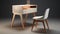 Modern Wood Desk And Chair With Retro Charm