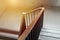 Modern wood handrail in the building - design/interior