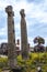 Modern Wooden Carved Celtic Crosses in the market town of Sandbach England