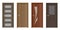 Modern wooden door realistic vector illustrations set