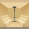 Modern wooden sauna bath with stone stove. Vector illustration