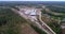 Modern woodworking factory aerial view. Large modern sawmill, aerial view