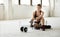 Modern workout during covid-19 at home or gym in self-isolation