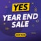 Modern Year End Sale Banner Offer Template Vector for Poster, Flyer and Card with Dark Blue Gradient Background