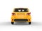 Modern yellow generic compact small car - back view