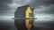 Modern Yellow Lakeside Wooden Cabin Norwegian Style Fisherman House Floating