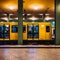 Modern yellow subway waiting for passengers