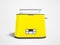 Modern yellow toaster with different modes of operation for two toasts 3d render on gray background with shadow