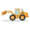 Modern yellow tractor that carries heavy logs isolated illustration