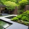 A modern, Zen-inspired garden with a koi pond, stone pathways, and lush greenery1, Generative AI