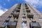 Moderne multy-storey apartment facade of residential building. The view from the top down.