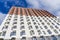 Moderne multy-storey apartment facade of residential building. The view from the top down.