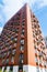 Moderne multy-storey apartment facade of residential building. The view from the top down.