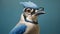 Modernism-inspired Portraiture: Blue Jay With Spectacles