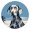 Modernism-inspired Portraiture Of Weimaraner Dog On Bondi Beach