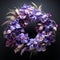 Modernism Performance: Irises Floral Wreath With Green Bells And Purple Lilies