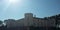 Modernist castell, with three towers, white and gray, Spain, Europe