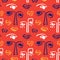 Modernist faces people shapes seamless pattern