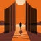 Modernist Illustration: Walking Through A Desert Gate
