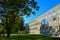 Modernistic yellow brick facade, Aarhus University