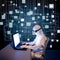 Modernized hacker with hoodie. Concept of dark web, cybercrime, cyberattack. AI generated image