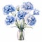 Modest Blue Carnation Arrangement - Watercolor Clipart With Transparent Background