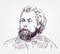 Modest Mussorgsky vector sketch portrait famous