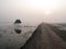 Modest straw hut of Indian fishermen in the Ganges, Sunderband, India