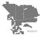 Modesto California city map with neighborhoods grey illustration silhouette shape